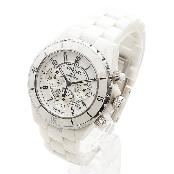 シャネル J12 腕時計 H1007 自動巻き ホワイト文字盤 ステンレス ホワイトセラミック メンズ CHANEL 【中古】