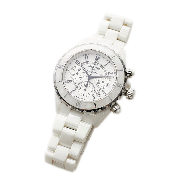 シャネル J12 腕時計 H1007 自動巻き ホワイト文字盤 ステンレス ホワイトセラミック メンズ CHANEL 【中古】