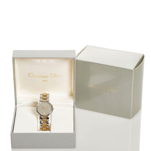 クリスチャンディオール オクタゴン 腕時計 45.204 クオーツ シルバー文字盤 ステンレススチール メッキ レディース Christian Dior 【中古】