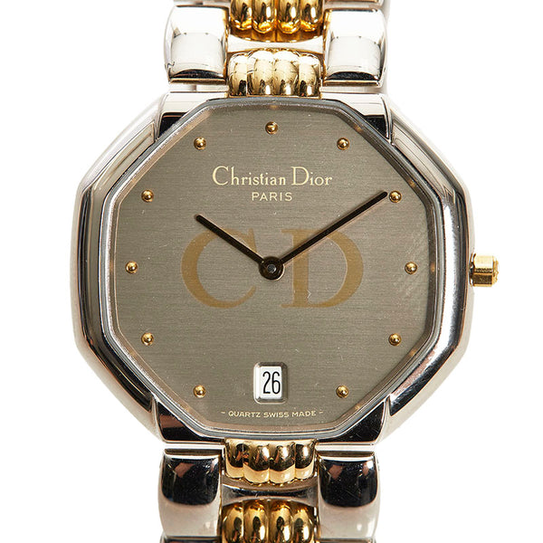 クリスチャンディオール オクタゴン 腕時計 45.204 クオーツ シルバー文字盤 ステンレススチール メッキ レディース Christian Dior 【中古】