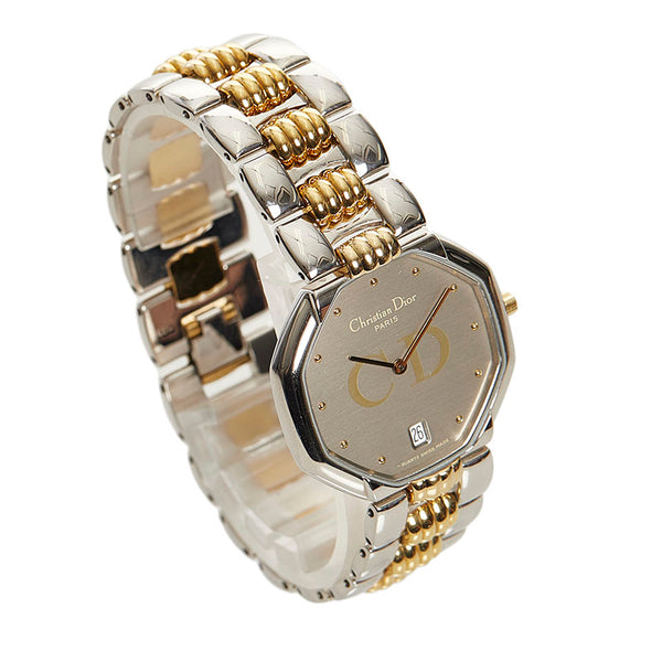クリスチャンディオール オクタゴン 腕時計 45.204 クオーツ シルバー文字盤 ステンレススチール メッキ レディース Christian Dior 【中古】