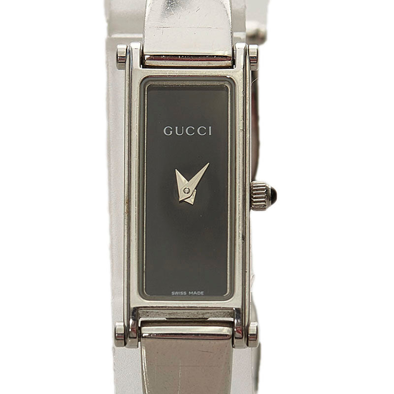 グッチ バングル 腕時計 1500L クオーツ ブラック文字盤 ステンレススチール レディース GUCCI 【中古】