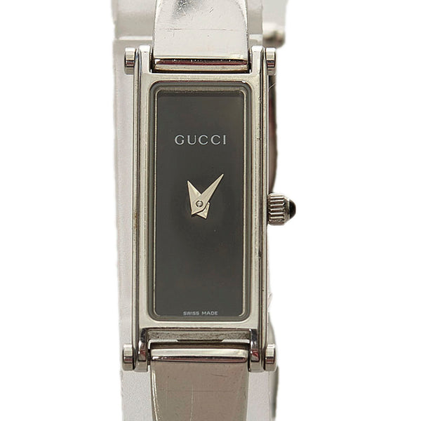 グッチ バングル 腕時計 1500L クオーツ ブラック文字盤 ステンレススチール レディース GUCCI 【中古】
