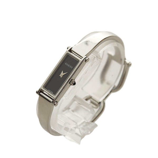 グッチ バングル 腕時計 1500L クオーツ ブラック文字盤 ステンレススチール レディース GUCCI 【中古】