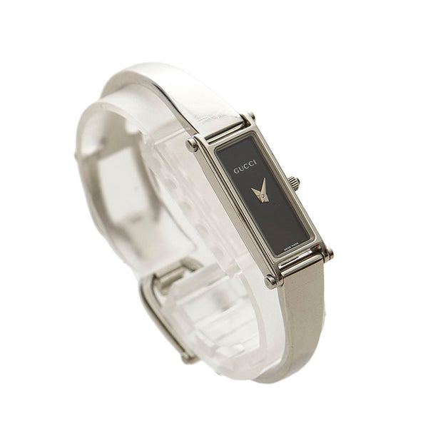 グッチ バングル 腕時計 1500L クオーツ ブラック文字盤 ステンレススチール レディース GUCCI 【中古】