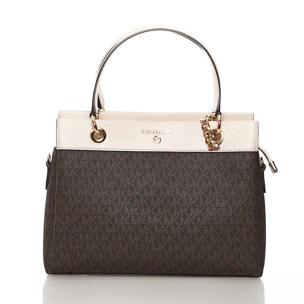 マイケルコース サッチェル ハンドバッグ チェーン ショルダーバッグ 2WAY ブラウン ピンク PVC レザー レディース Michael Kors 【中古】
