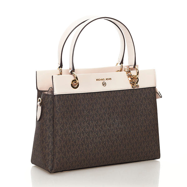 マイケルコース サッチェル ハンドバッグ チェーン ショルダーバッグ 2WAY ブラウン ピンク PVC レザー レディース Michael Kors 【中古】