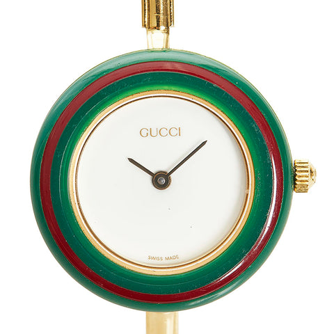 グッチ チェンジベゼル 腕時計 11/12.2 クオーツ ホワイト文字盤 メッキ レディース GUCCI 【中古】