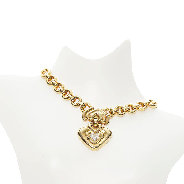 ショパール ハッピーハート ダイヤ ネックレス ピアス セット K18YG イエローゴールド レディース Chopard 【中古】