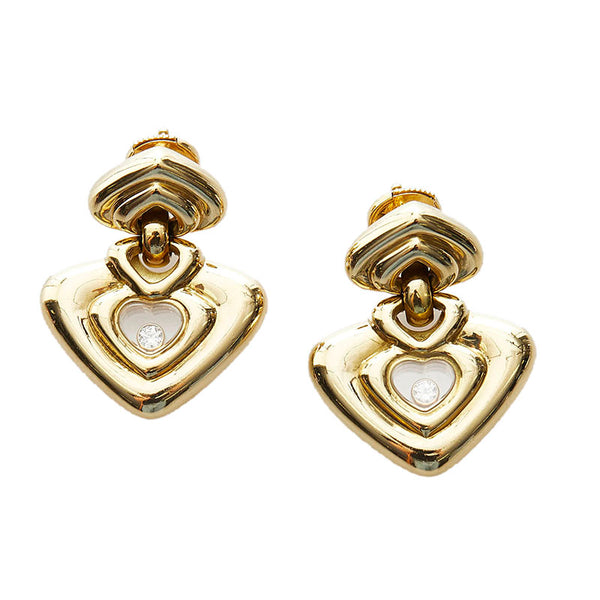 ショパール ハッピーハート ダイヤ ネックレス ピアス セット K18YG イエローゴールド レディース Chopard 【中古】