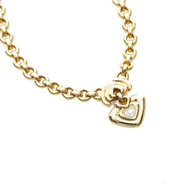 ショパール ハッピーハート ダイヤ ネックレス ピアス セット K18YG イエローゴールド レディース Chopard 【中古】