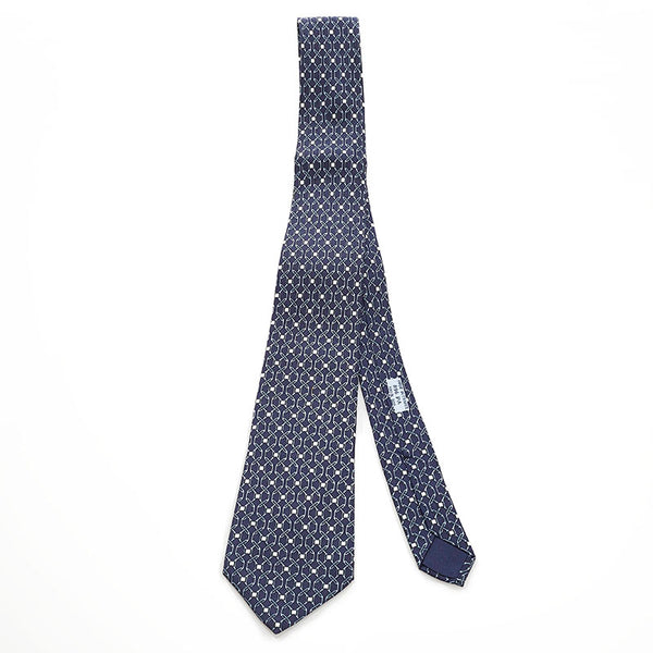エルメス ネクタイ ネイビー シルク メンズ HERMES 【中古】