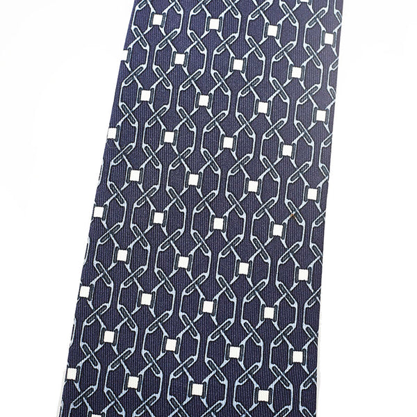 エルメス ネクタイ ネイビー シルク メンズ HERMES 【中古】