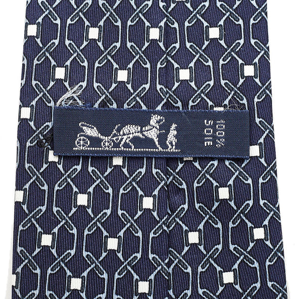 エルメス ネクタイ ネイビー シルク メンズ HERMES 【中古】