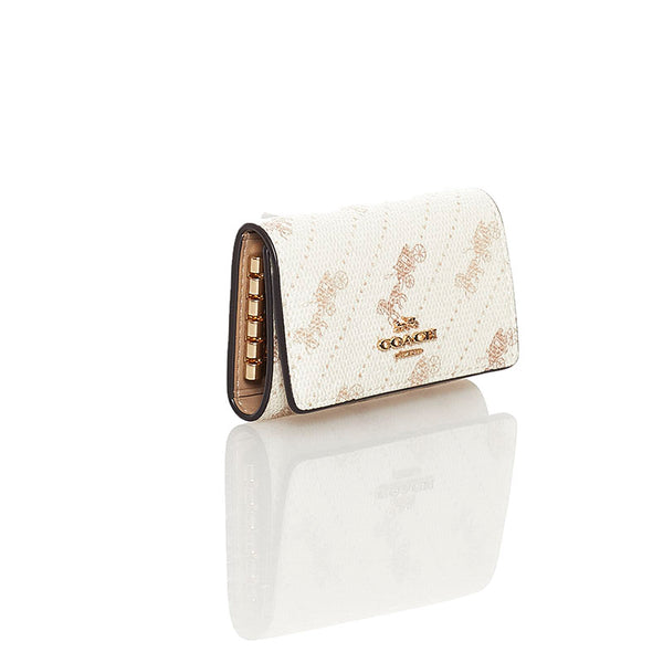 コーチ ホースアンドブリッジ 馬車柄 キーケース ホワイト PVC レザー レディース COACH 【中古】