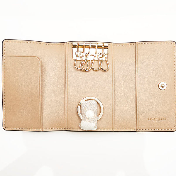 コーチ ホースアンドブリッジ 馬車柄 キーケース ホワイト PVC レザー レディース COACH 【中古】