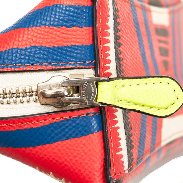コーチ ポーチ 53216 レッド ブルー ブラック ホワイト マルチカラー PVC レディース COACH 【中古】