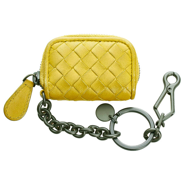 ボッテガヴェネタ イントレチャート チャーム ミニポーチ グリーン レザー レディース BOTTEGAVENETA 【中古】