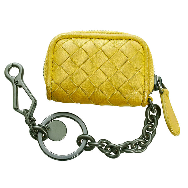 ボッテガヴェネタ イントレチャート チャーム ミニポーチ グリーン レザー レディース BOTTEGAVENETA 【中古】