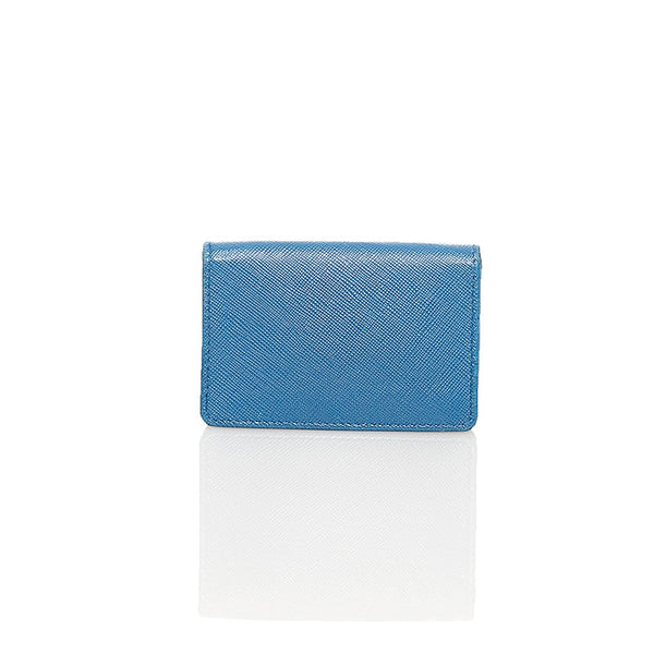 プラダ サフィアーノ カードケース ブルー レザー レディース PRADA 【中古】
