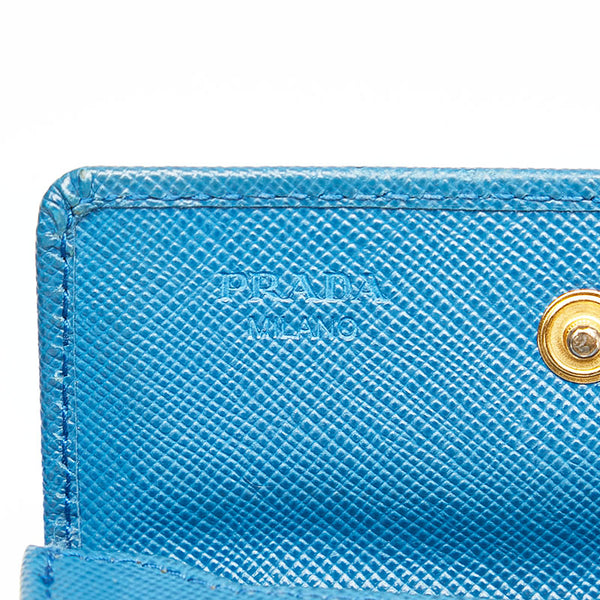 プラダ サフィアーノ カードケース ブルー レザー レディース PRADA 【中古】