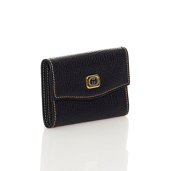 グッチ キーケース ブラック ゴールド レザー レディース GUCCI 【中古】