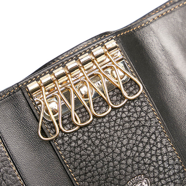 グッチ キーケース ブラック ゴールド レザー レディース GUCCI 【中古】