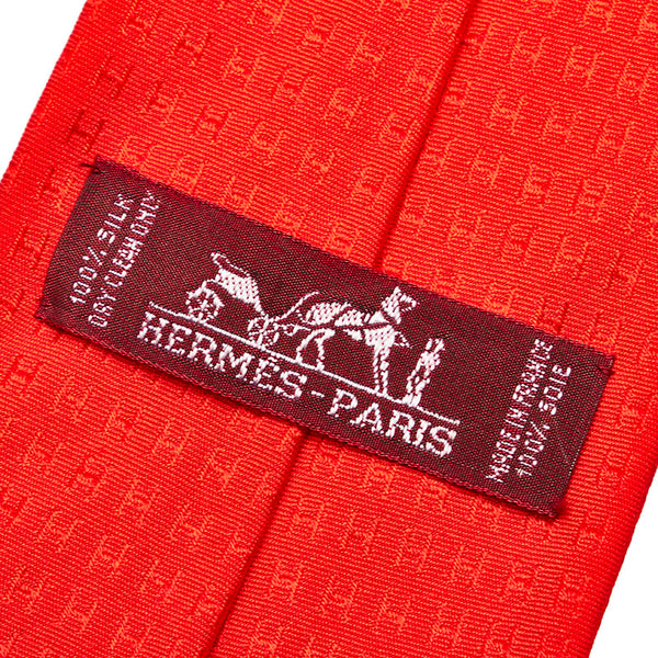 エルメス ネクタイ レッド シルク メンズ HERMES 【中古】