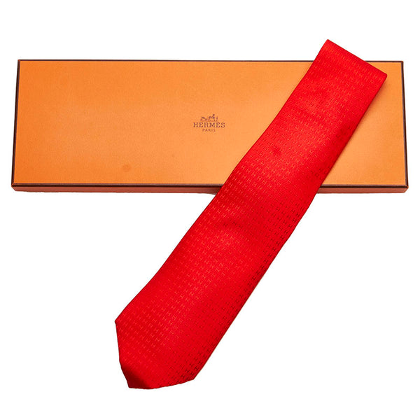 エルメス ネクタイ レッド シルク メンズ HERMES 【中古】