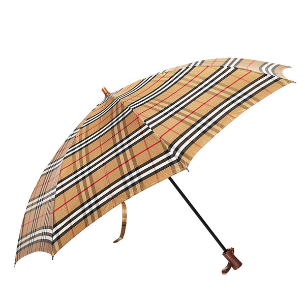 バーバリー ノバチェック 折り畳み 雨傘 ベージュ ポリエステル レディース BURBERRY 【中古】