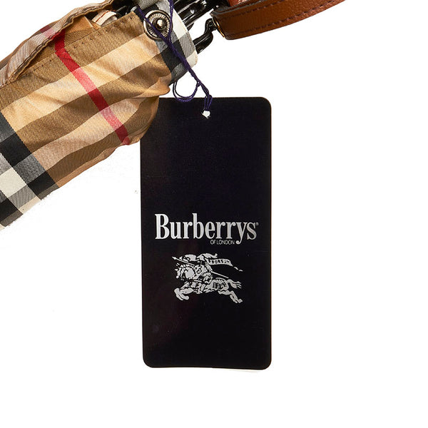 バーバリー ノバチェック 折り畳み 雨傘 ベージュ ポリエステル レディース BURBERRY 【中古】