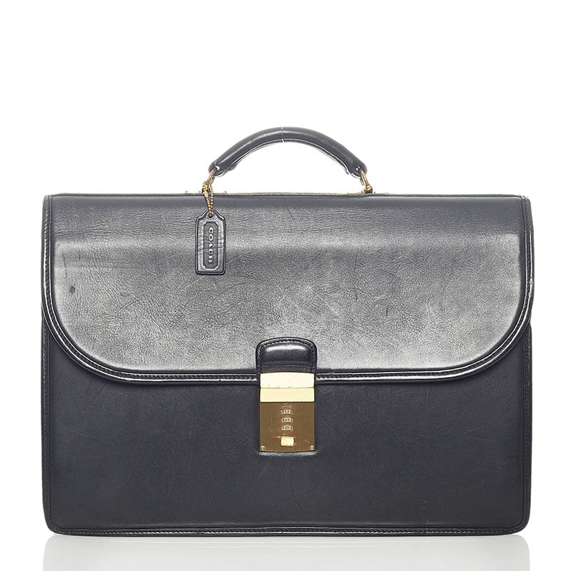コーチ ビジネスバッグ ブラック レザー メンズ COACH 【中古】