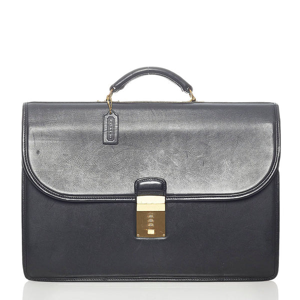 コーチ ビジネスバッグ ブラック レザー メンズ COACH 【中古】