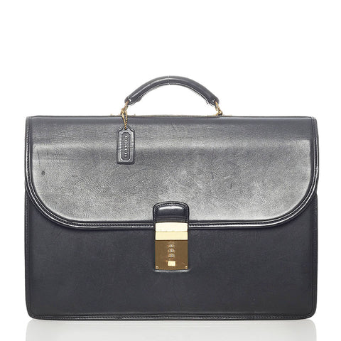 コーチ ビジネスバッグ ブラック レザー メンズ COACH 【中古】