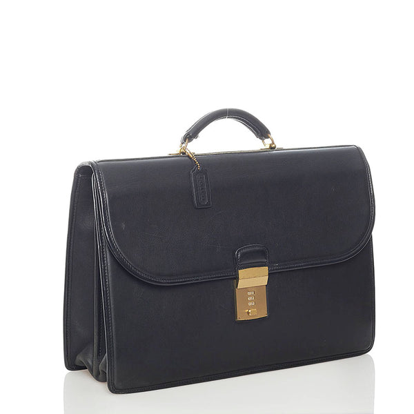 コーチ ビジネスバッグ ブラック レザー メンズ COACH 【中古】