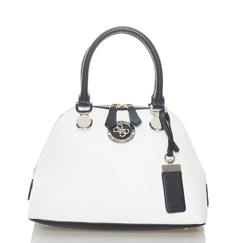 ゲス ハンドバッグ ホワイト ブラック レザー レディース Guess 【中古】