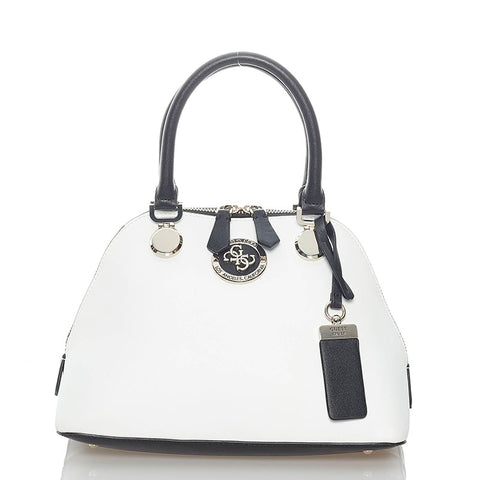 ゲス ハンドバッグ ホワイト ブラック レザー レディース Guess 【中古】