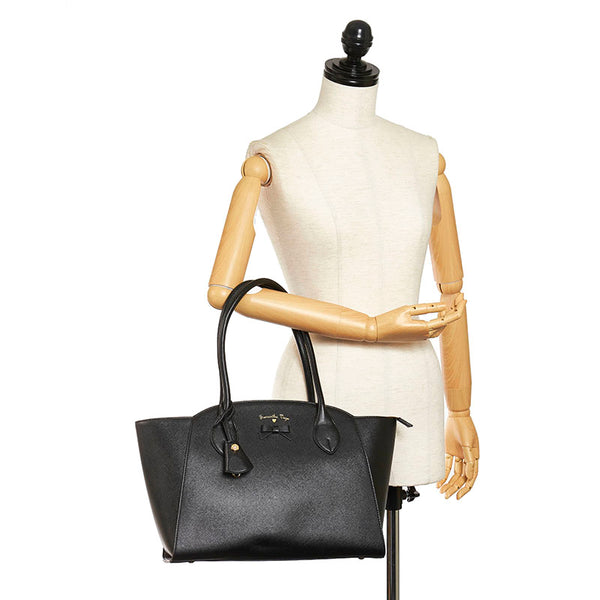 サマンサベガ トートバッグ ブラック レザー レディース Samantha Vega 【中古】