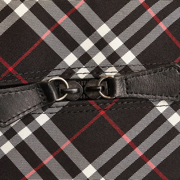 バーバリーブルーレーベル チェック トートバッグ レッド ナイロン レザー レディース BURBERRY BLUE LABEL 【中古】