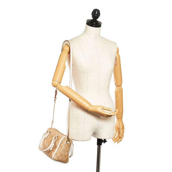 コーチ シグネチャー ハンドバッグ ショルダーバッグ 2WAY F34084 ベージュ ホワイト PVC レザー レディース COACH 【中古】