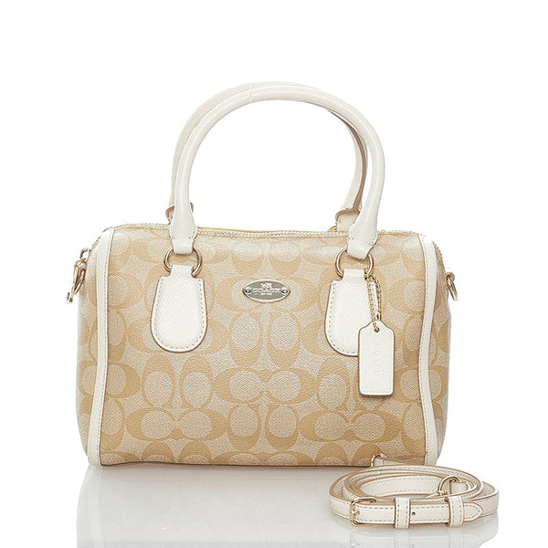 コーチ シグネチャー ハンドバッグ ショルダーバッグ 2WAY F34084 ベージュ ホワイト PVC レザー レディース COACH 【中古】