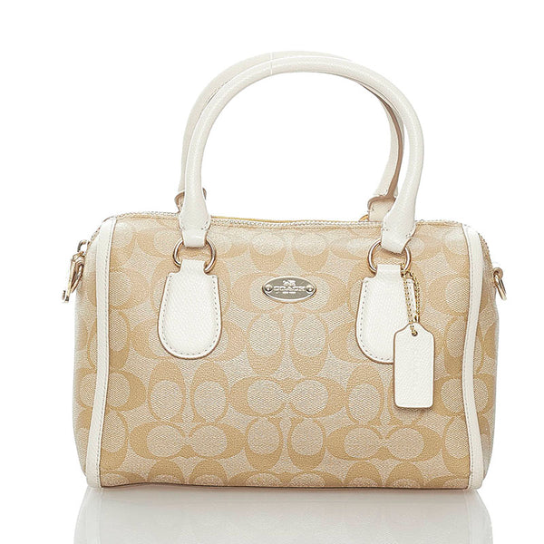 コーチ シグネチャー ハンドバッグ ショルダーバッグ 2WAY F34084 ベージュ ホワイト PVC レザー レディース COACH 【中古】