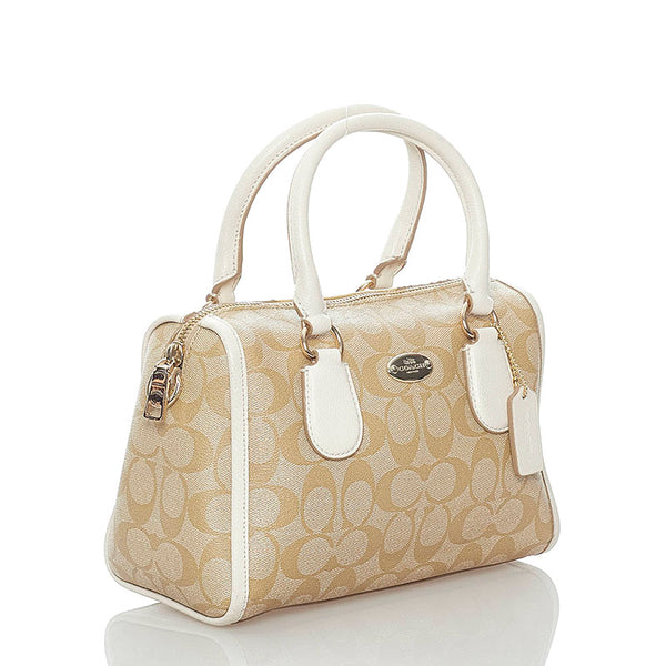 コーチ シグネチャー ハンドバッグ ショルダーバッグ 2WAY F34084 ベージュ ホワイト PVC レザー レディース COACH 【中古】