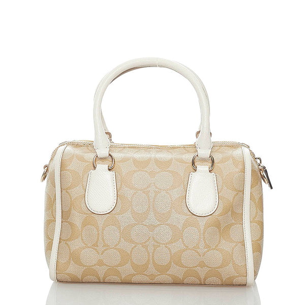 コーチ シグネチャー ハンドバッグ ショルダーバッグ 2WAY F34084 ベージュ ホワイト PVC レザー レディース COACH 【中古】