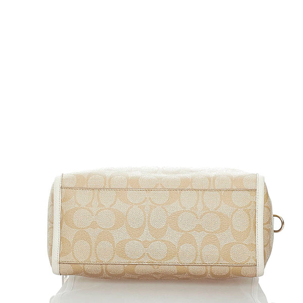 コーチ シグネチャー ハンドバッグ ショルダーバッグ 2WAY F34084 ベージュ ホワイト PVC レザー レディース COACH 【中古】