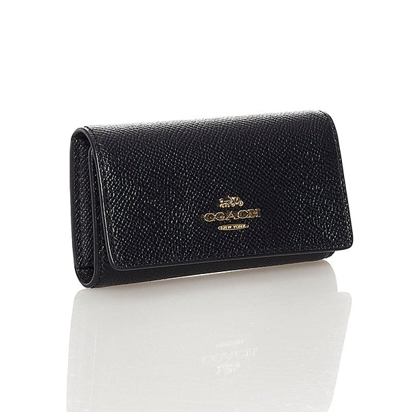 コーチ 6連 キーケース ブラック レザー レディース COACH 【中古】