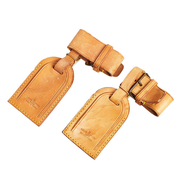 ルイ ヴィトン ポワニエ ネームタグ 2点セット ベージュ ヌメ革 レディース LOUIS VUITTON 【中古】
