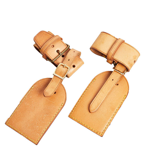 ルイ ヴィトン ポワニエ ネームタグ 2点セット ベージュ ヌメ革 レディース LOUIS VUITTON 【中古】
