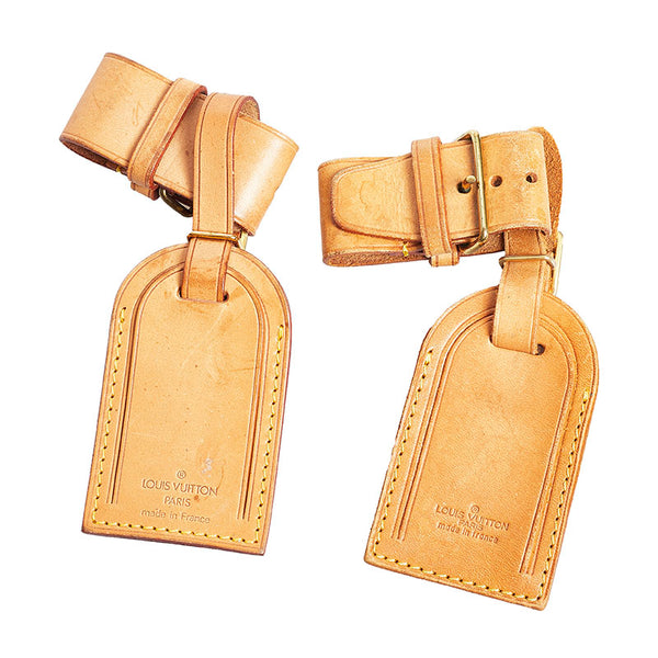 ルイ ヴィトン ポワニエ ネームタグ 2点セット ベージュ ヌメ革 レディース LOUIS VUITTON 【中古】