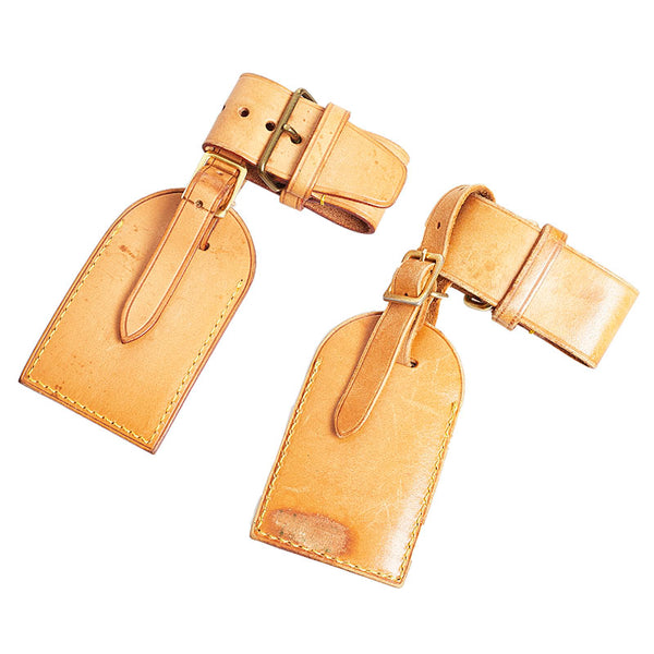 ルイ ヴィトン ポワニエ ネームタグ 2点セット ベージュ ヌメ革 レディース LOUIS VUITTON 【中古】